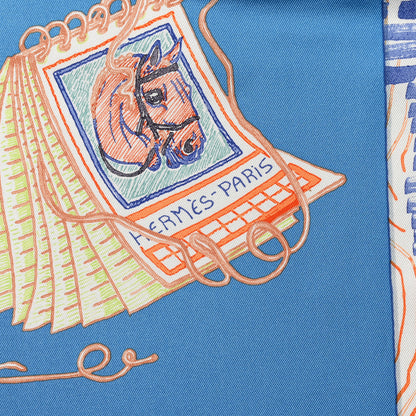 Hermes Silk Chevaloscope Scarf 90 Bleu Orange Multicolor 2 of 5