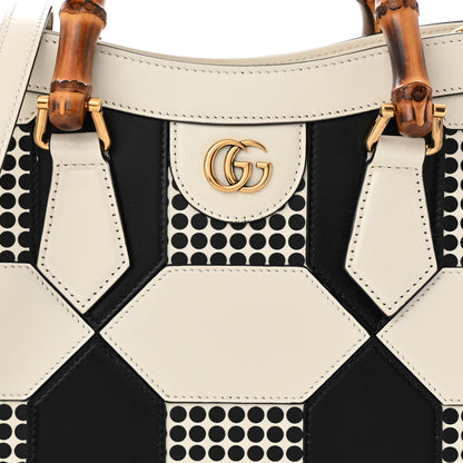Gucci Calfskin Geometric Inlay Small Diana Tote Bag White Black 8 of 11