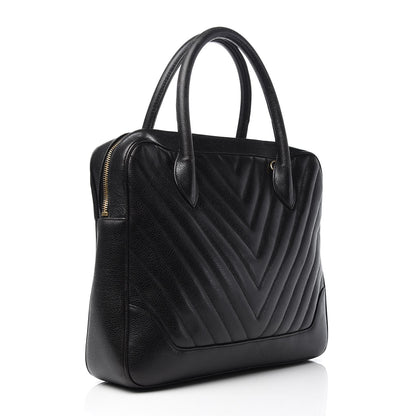 Chanel Caviar Chevron Top Handle Bag Black 3 of 14