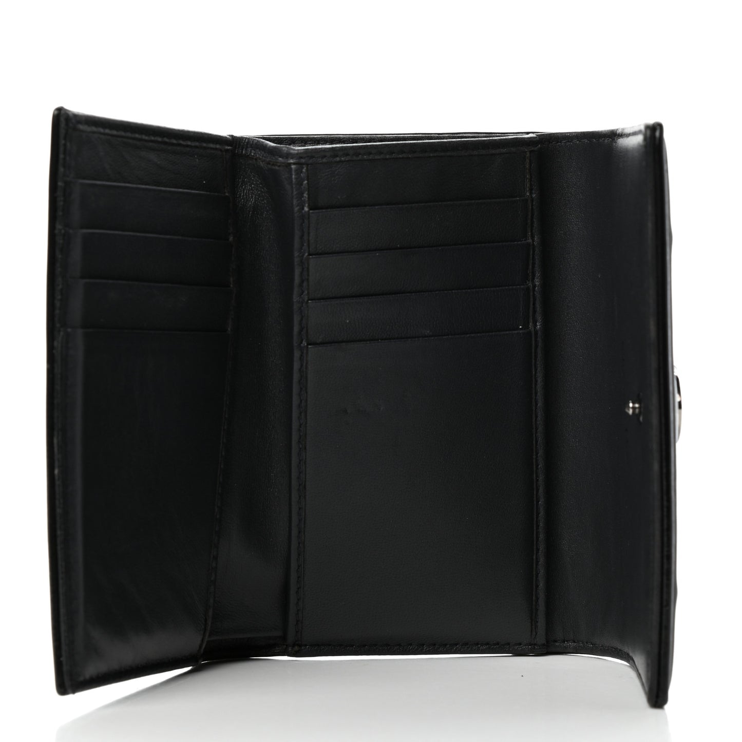 Metallic Patent Micro-Cannage Diorama Elancee Wallet Onyx Black