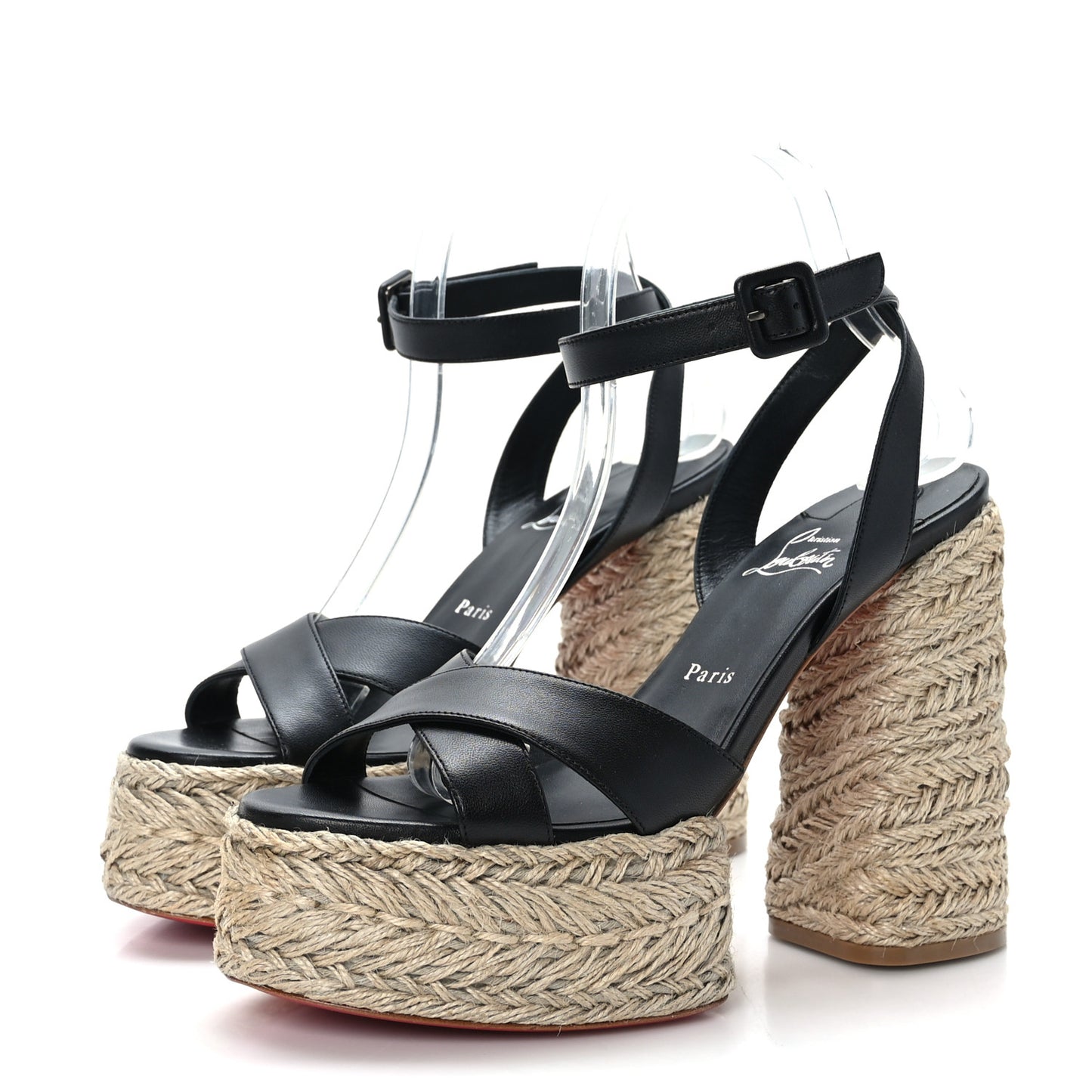 Calfskin Mariza Espadrille 130 Sandals 40 Black Naturel