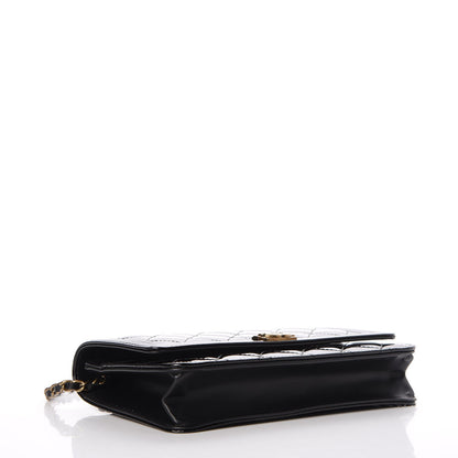 Chanel Patent Calfskin Quilted Boy Wallet On Chain WOC Black 4 of 9