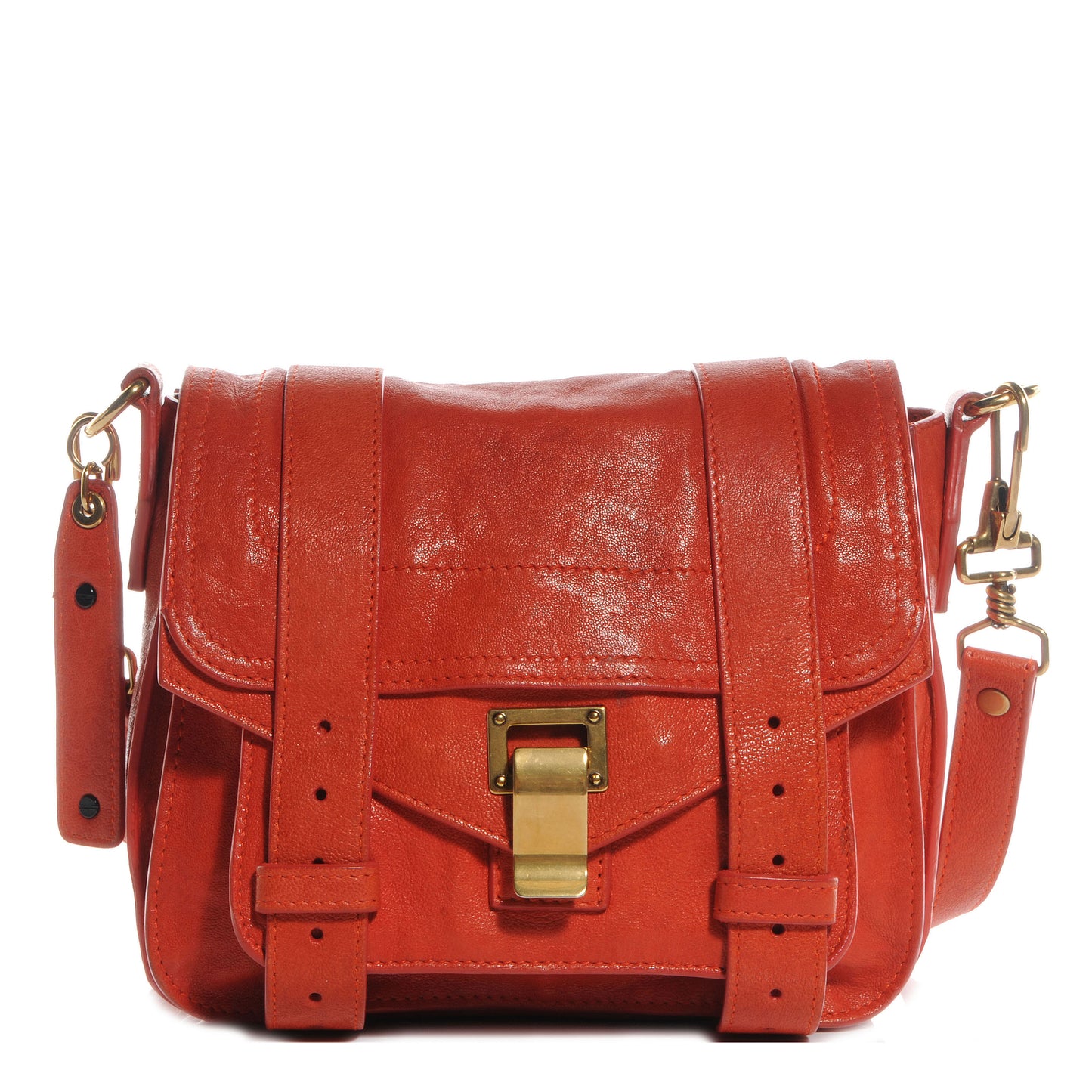 Leather PS1 Mini Pouch Messenger Bag Orange