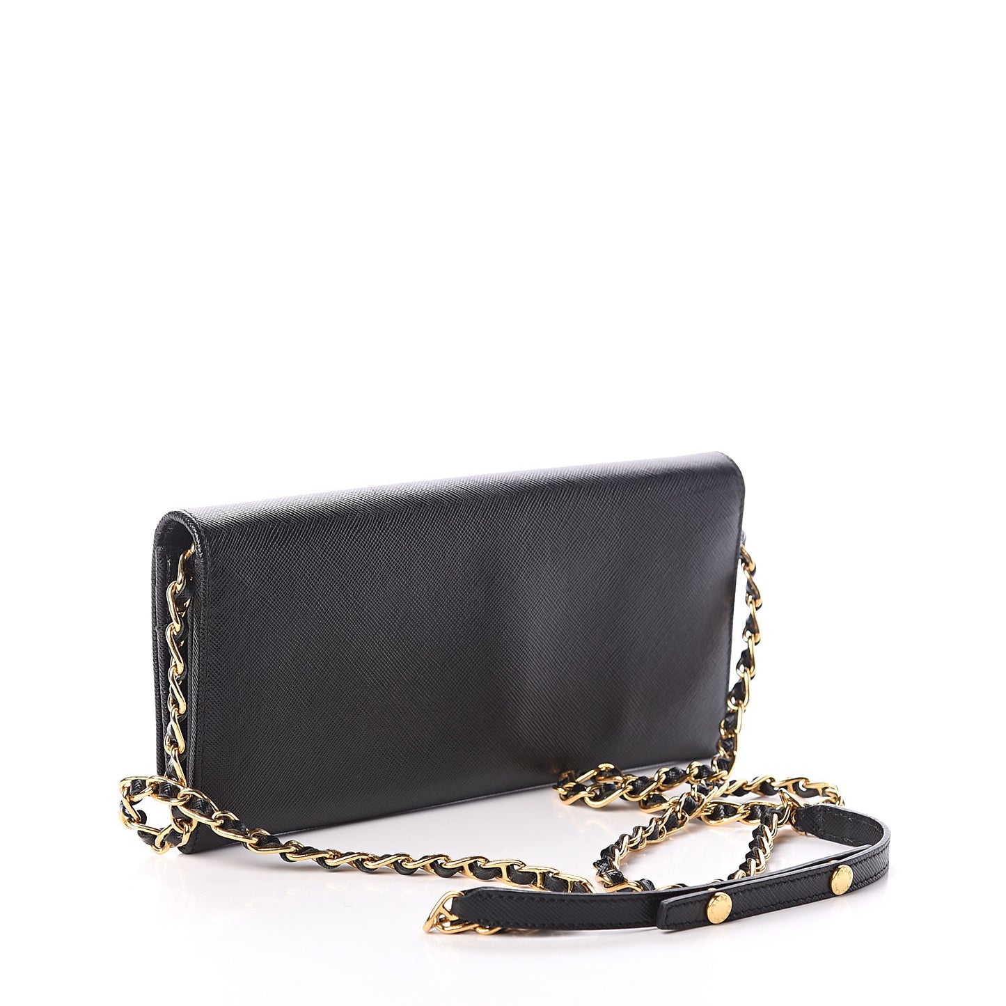 Saffiano Metal Oro Chain Wallet Black