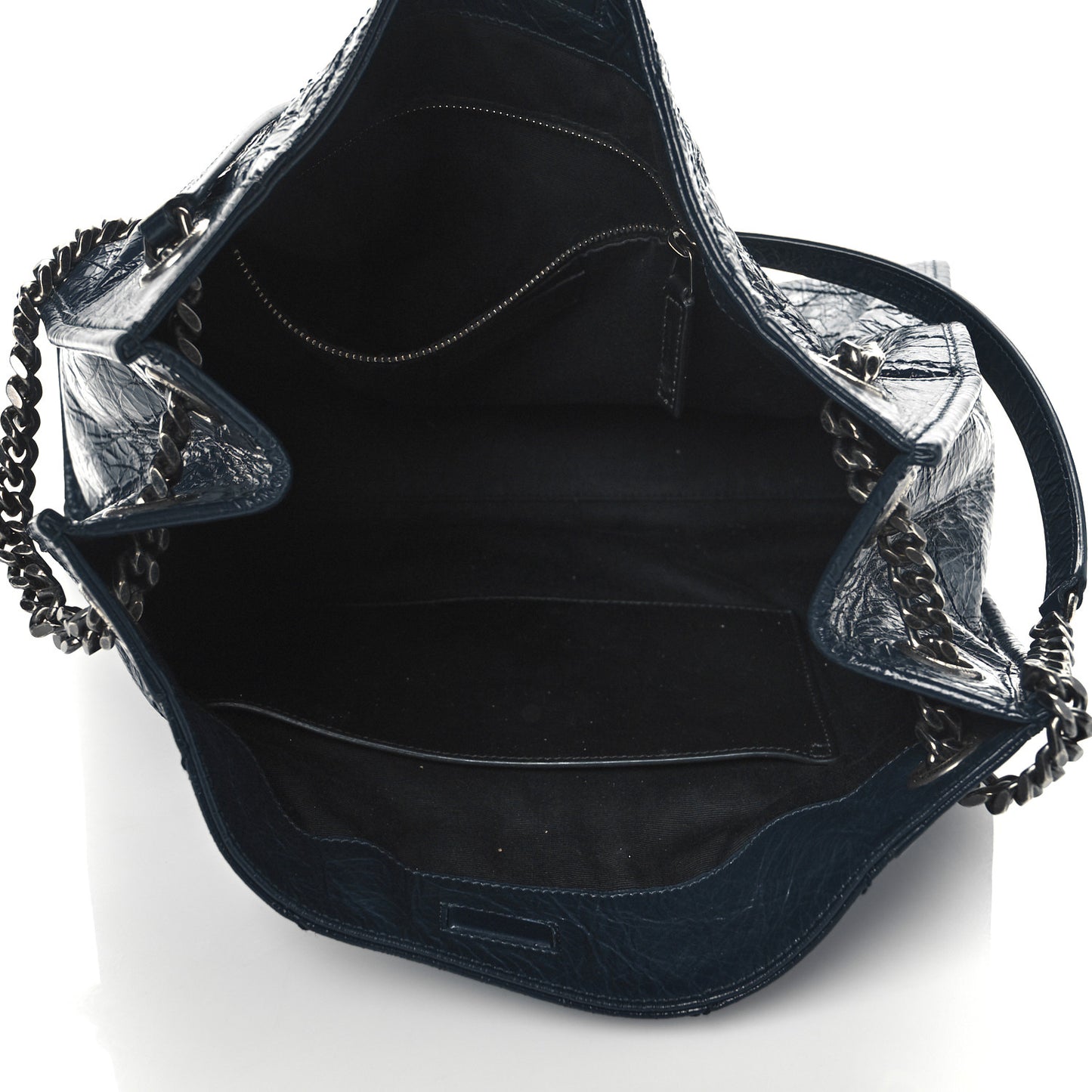 Crinkled Calfskin Matelasse Monogram Medium Niki Shopper Tote Deep Marine