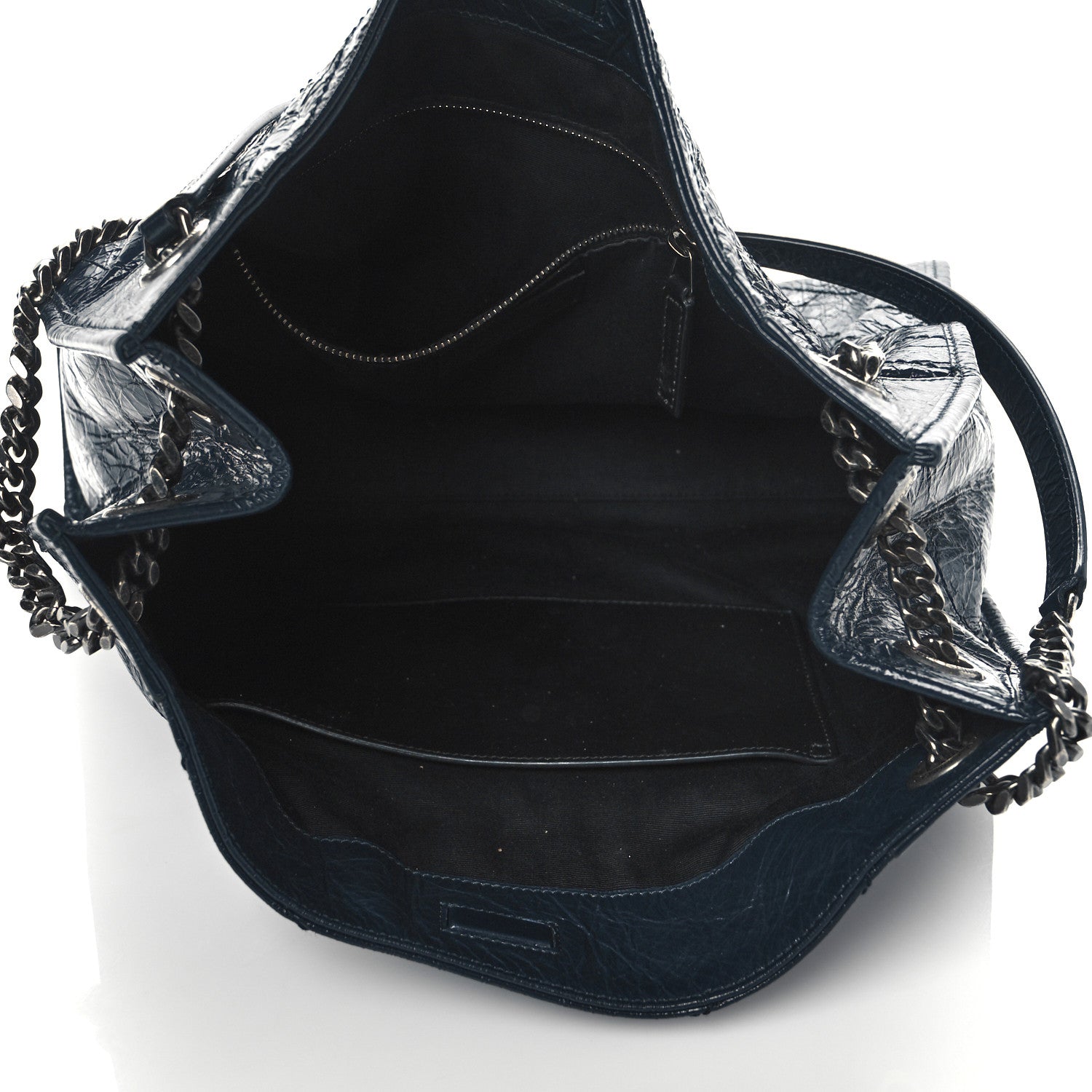 Saint Laurent Crinkled Calfskin Matelasse Monogram Medium Niki Shopper Tote Deep Marine 5 of 10