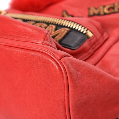 MCM Lambskin Fox Fur Small Stark Insignia Backpack Red 15 of 18