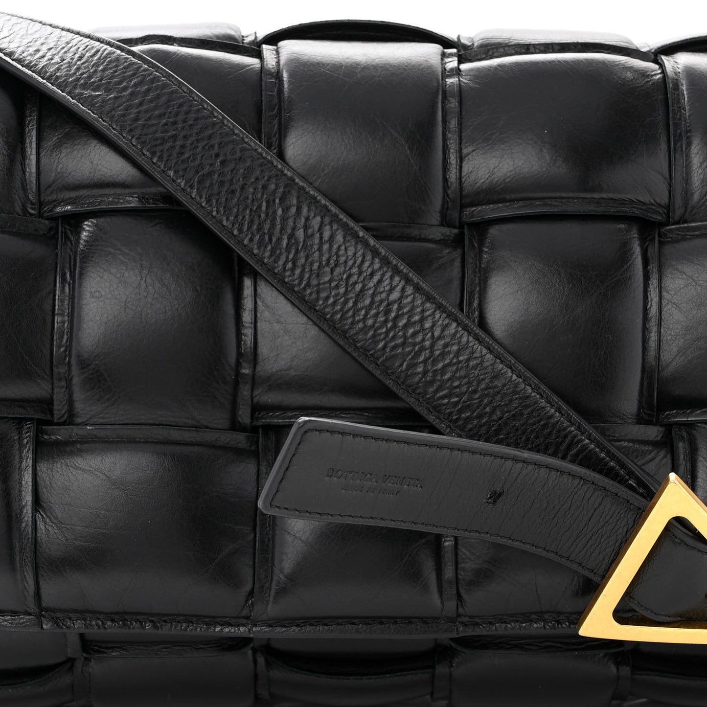 Nappa Maxi Intreccio Padded Cassette Crossbody Bag Black