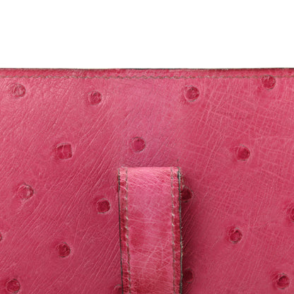 Hermes Ostrich Bearn Wallet Fuchsia 12 of 16
