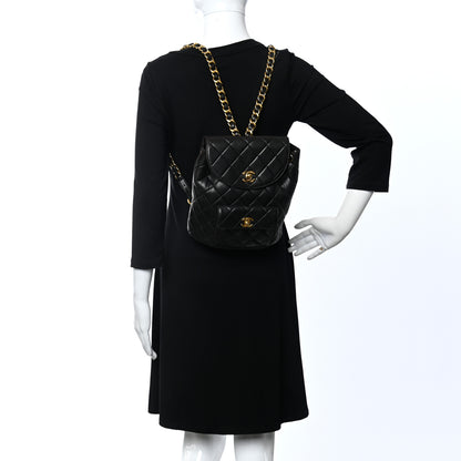Chanel Lambskin Quilted Drawstring Backpack Black 3 of 13