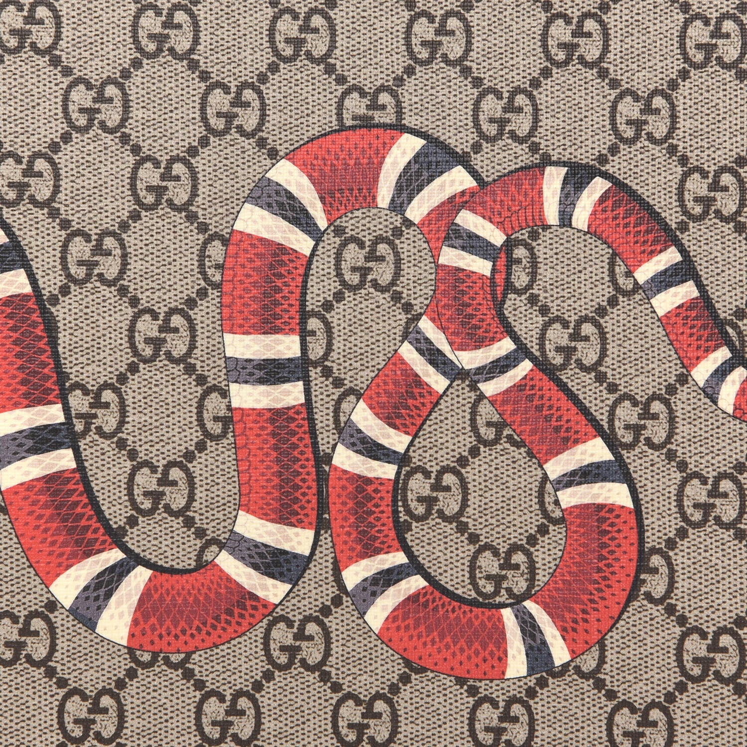 Gucci GG Supreme Monogram Kingsnake Zip Wristlet Pouch Beige Black 8 of 8