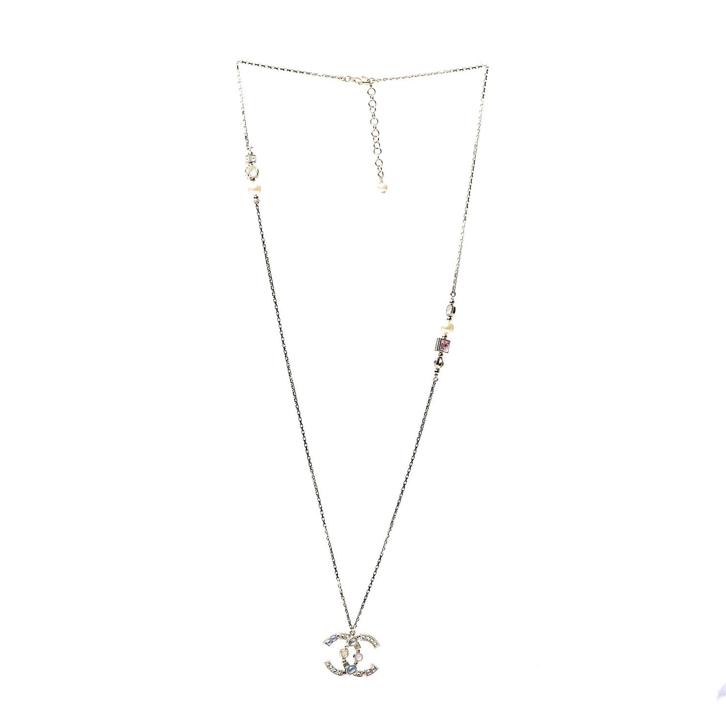 Crystal CC Pendant Necklace Gold Multicolor