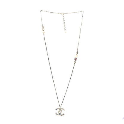 Chanel Crystal CC Pendant Necklace Gold Multicolor 2 of 4