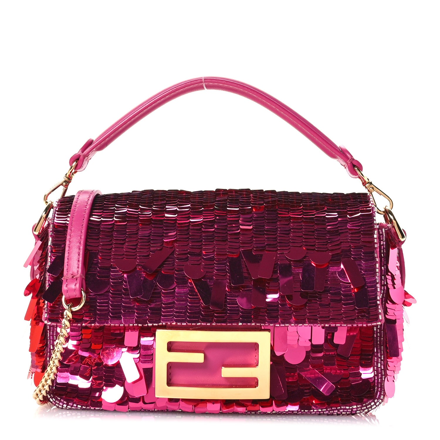 Fendi Sequin Paillettes Vitello Grace Sex and the City Mini Baguette Ciclamino Pilar 1 of 13