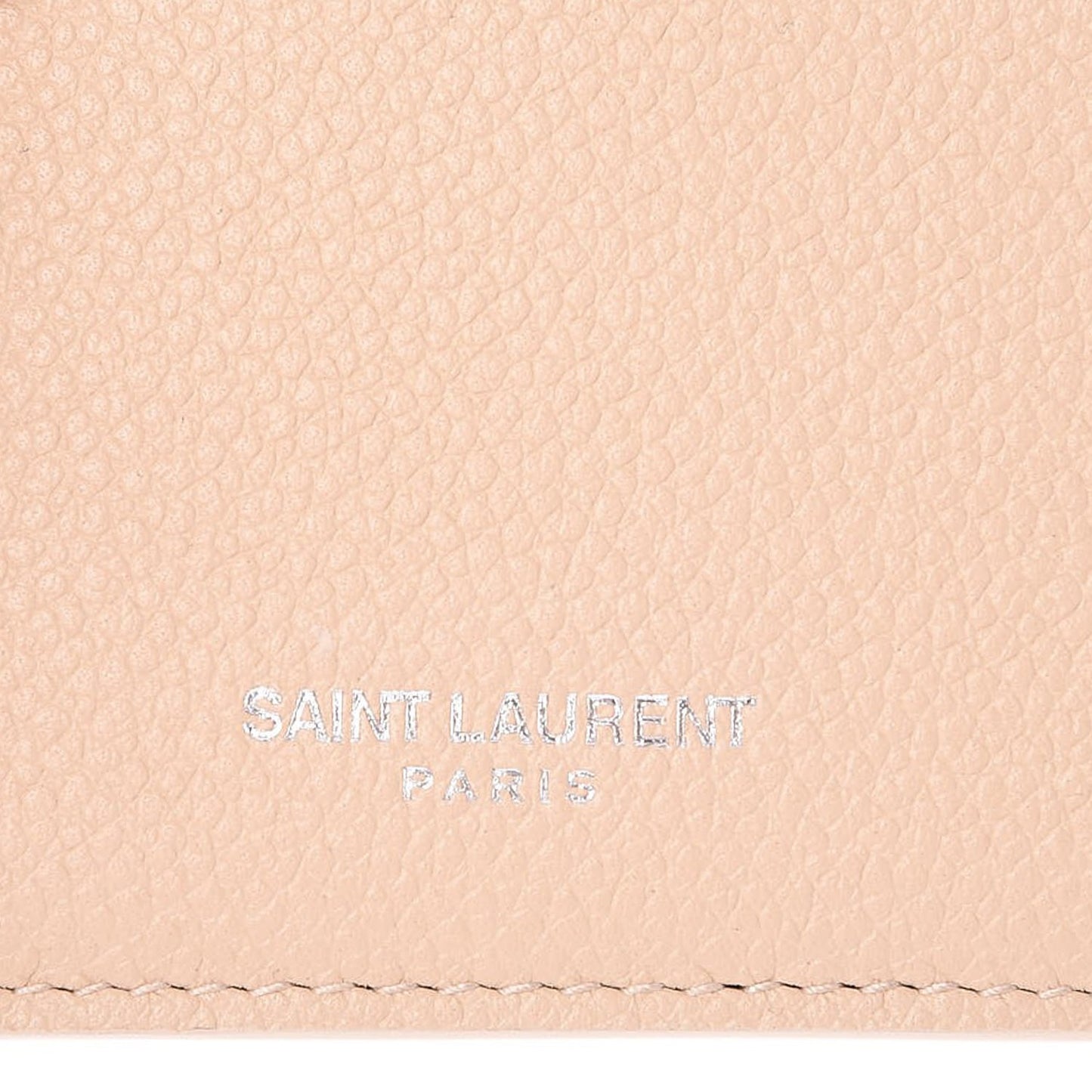 Grained Calfskin 5 Fragments Zip Pouch Card Holder Nude Powder