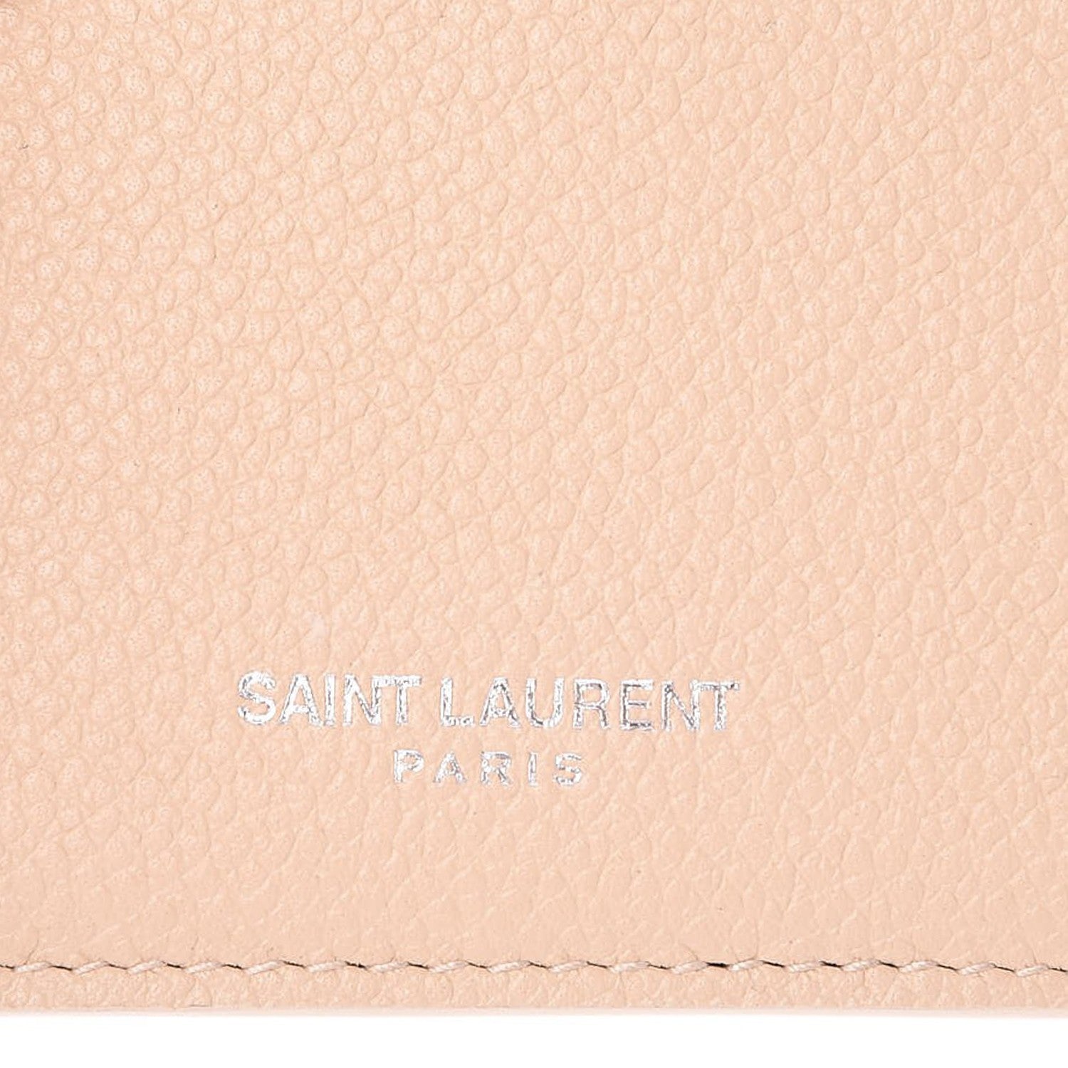 Saint Laurent Grained Calfskin 5 Fragments Zip Pouch Card Holder Nude Powder 9 of 11