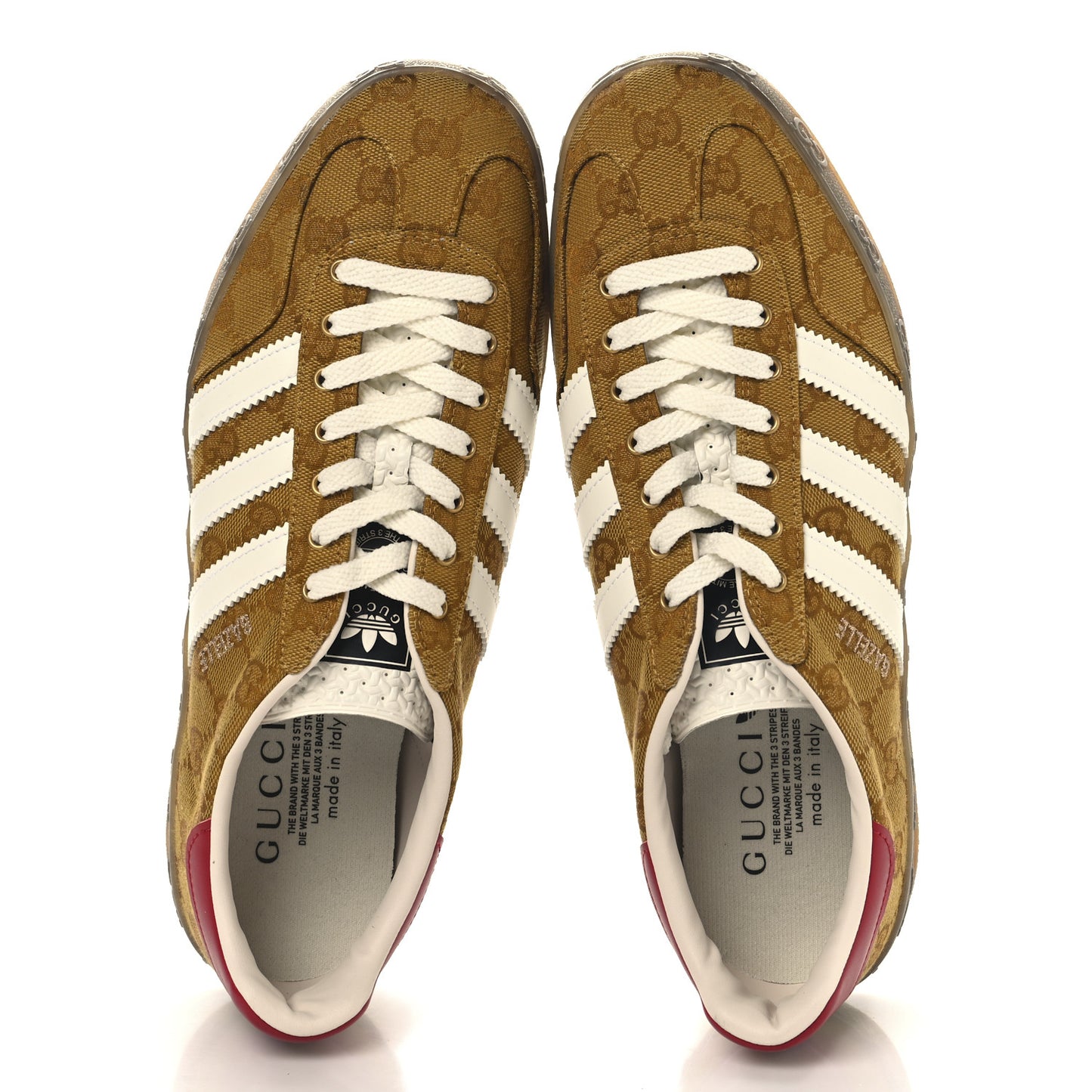 X ADIDAS Vintage GG Monogram Mens Gazelle Sneakers 11 Mid Natural Nut Off White