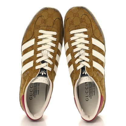Gucci X ADIDAS Vintage GG Monogram Mens Gazelle Sneakers 11 Mid Natural Nut Off White 2 of 9