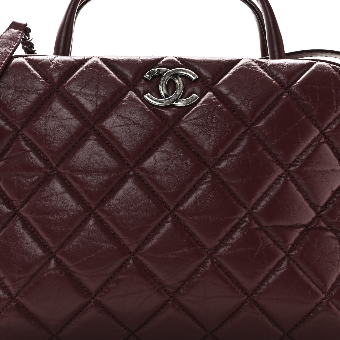 Aged Calfskin Small Bowling Bag Burgundy