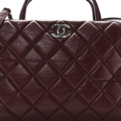 Chanel Aged Calfskin Small Bowling Bag Burgundy 8 of 11