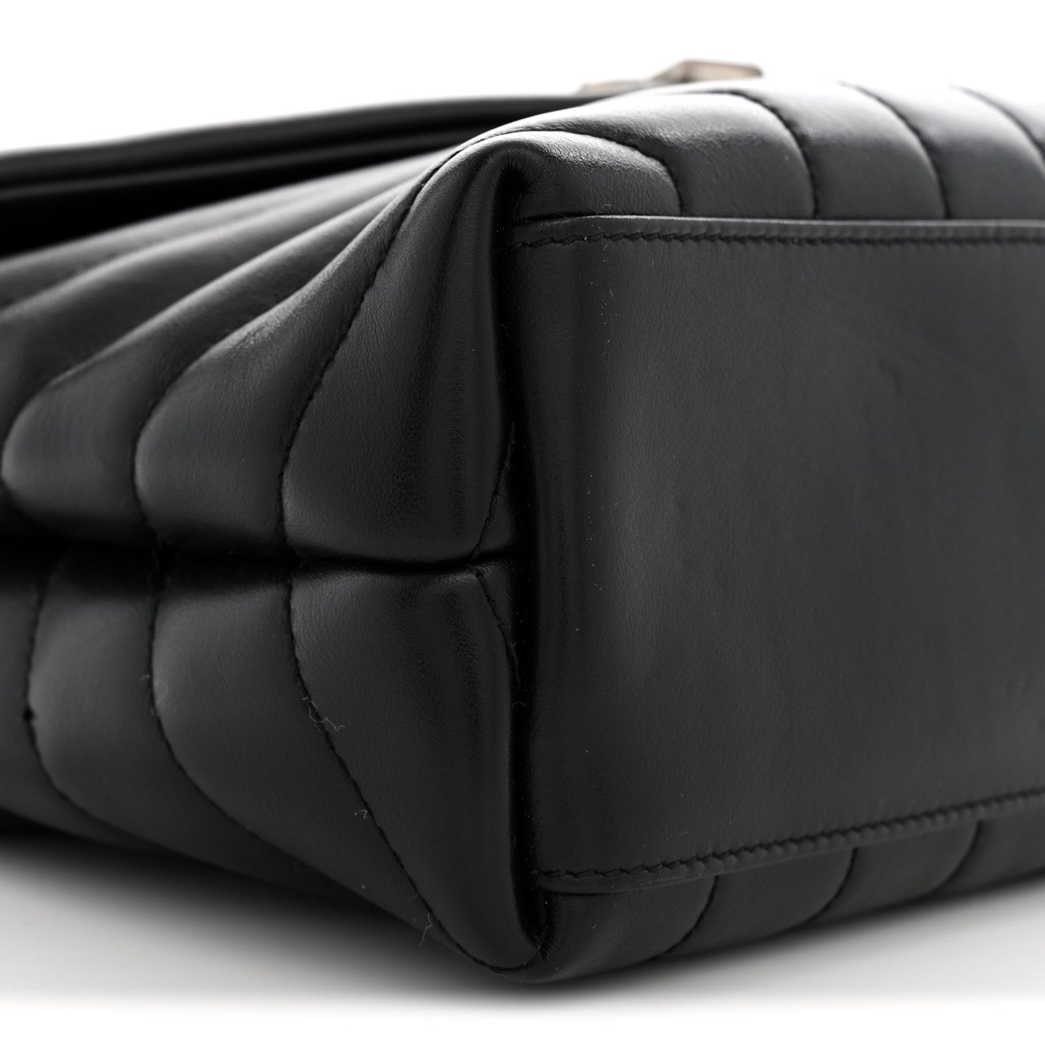 Saint Laurent Calfskin Y Quilted Monogram Small Loulou Chain Satchel Black 9 of 10