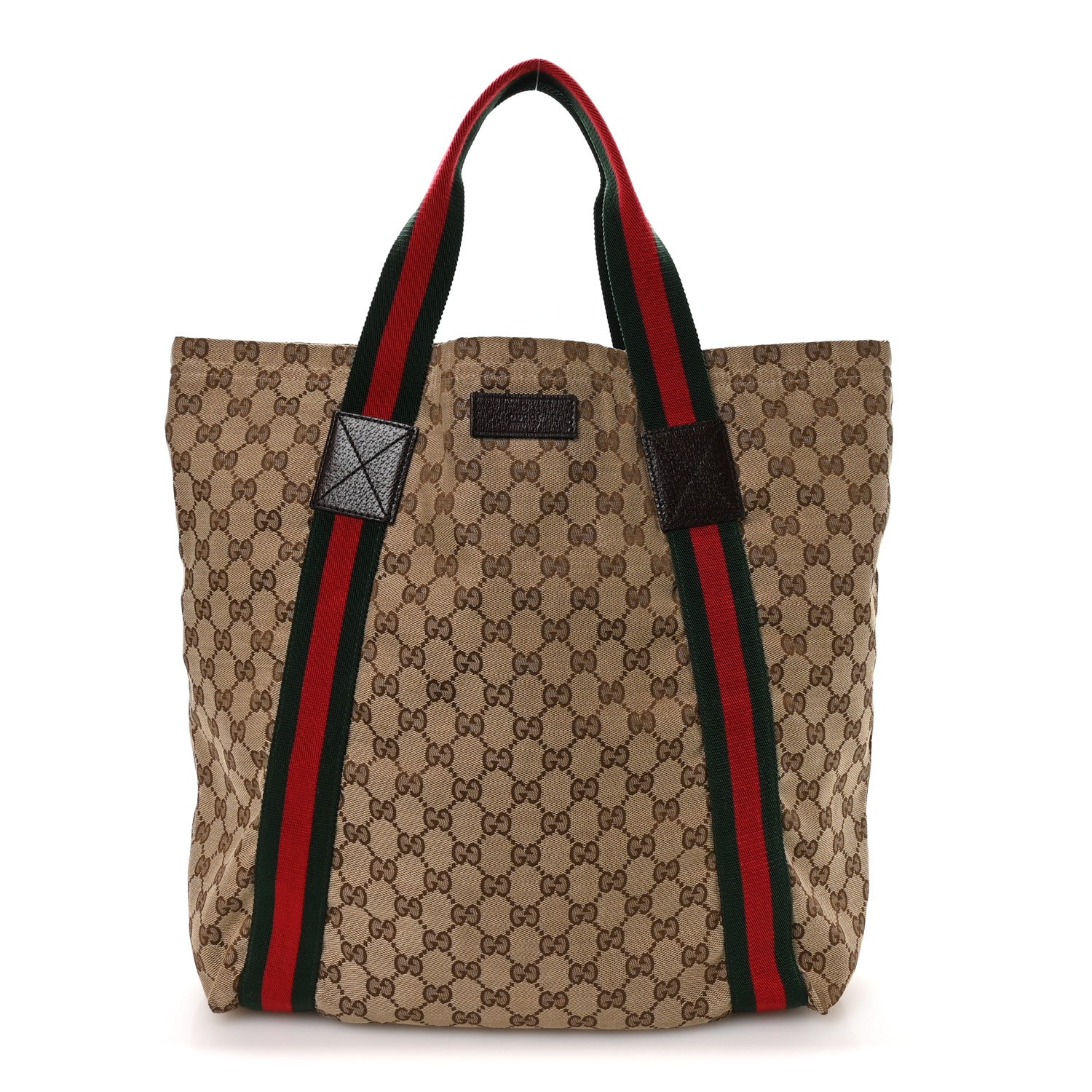 Gucci GG Monogram Medium Web Handle Vertical Tote Dark Brown 1 of 10