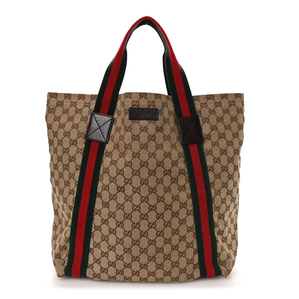 Gucci GG Monogram Medium Web Handle Vertical Tote Dark Brown 1874897 ...