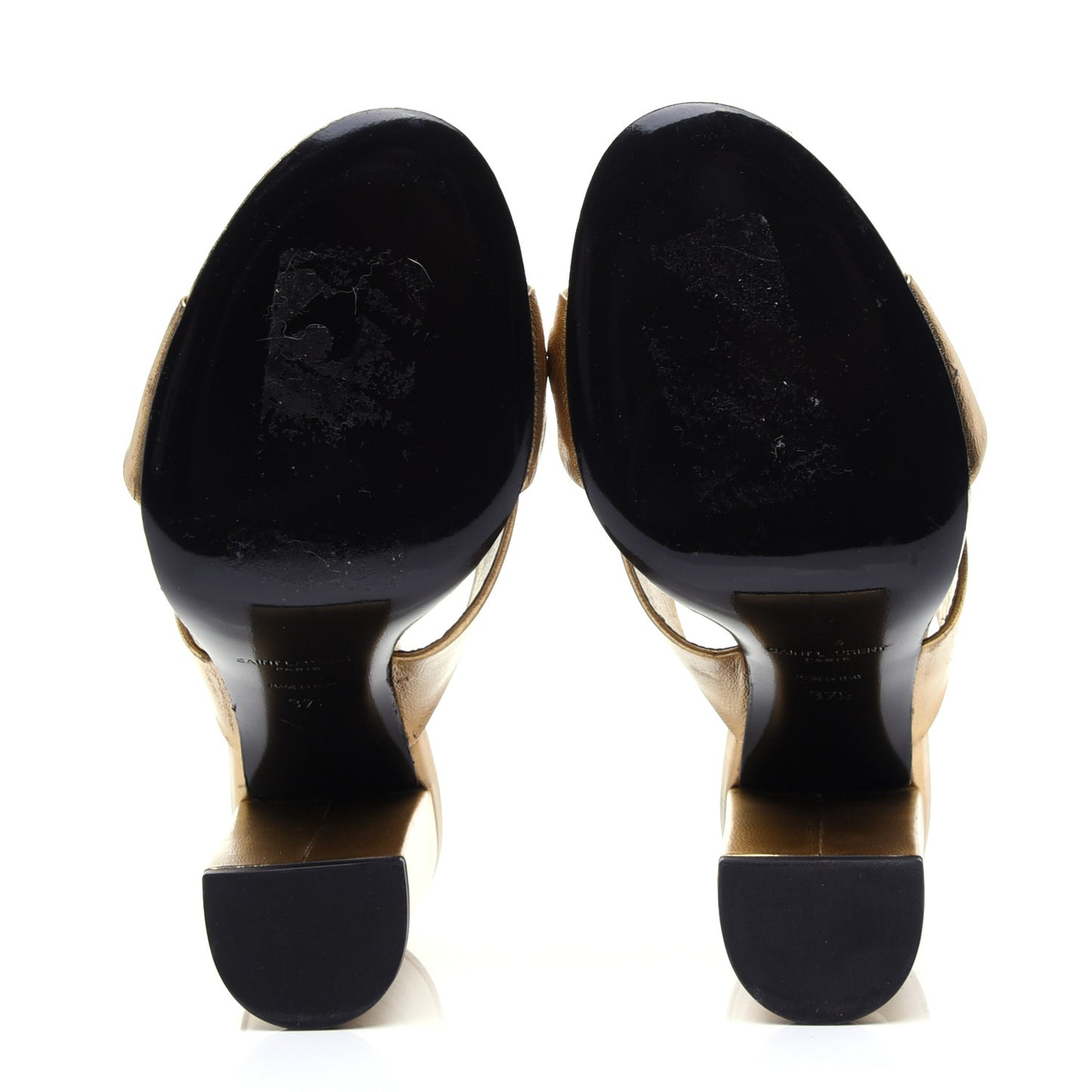 Metallic Calfskin Bianca Knotted Mule Sandals 37.5 Gold