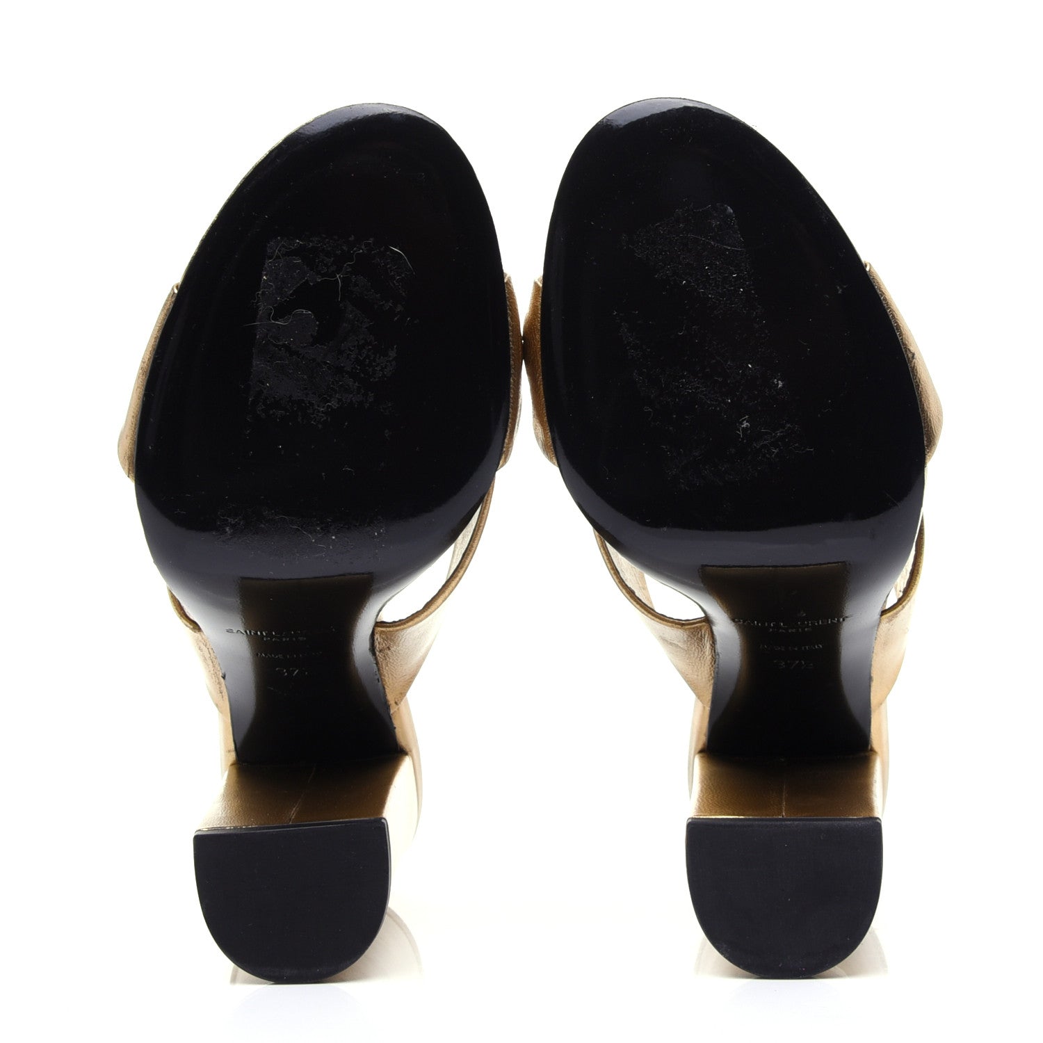 Saint Laurent Metallic Calfskin Bianca Knotted Mule Sandals 37.5 Gold 8 of 11