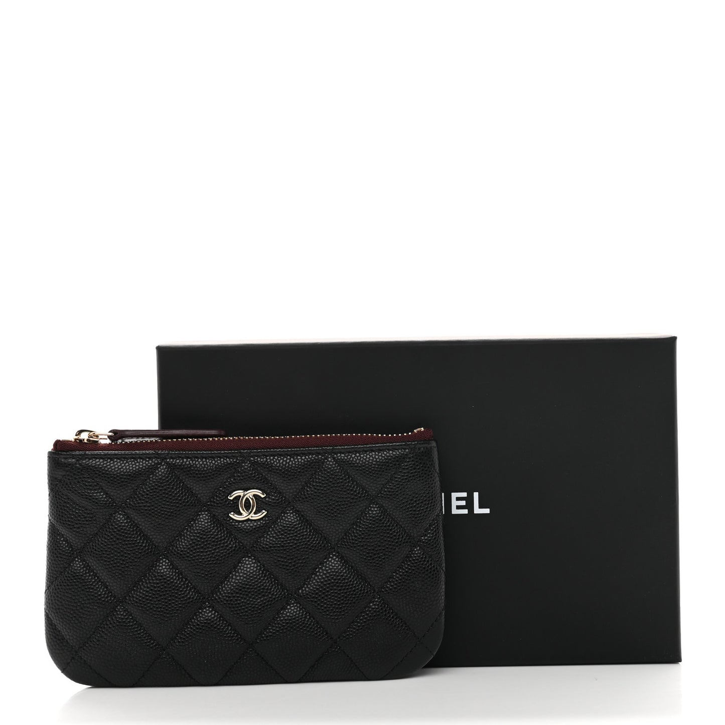 Caviar Quilted Small Cosmetic Case Black