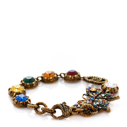 Gucci Crystal Butterfly Bracelet Aged Gold Multicolor 1 of 6