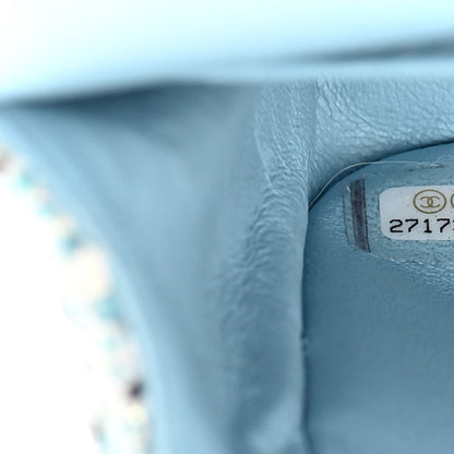 Chanel Tweed Quilted Medium Double Flap Blue White 7 of 15