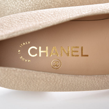 Chanel Metallic Lambskin Cap Toe Ballerina Flats 39.5 Gold Black 6 of 9