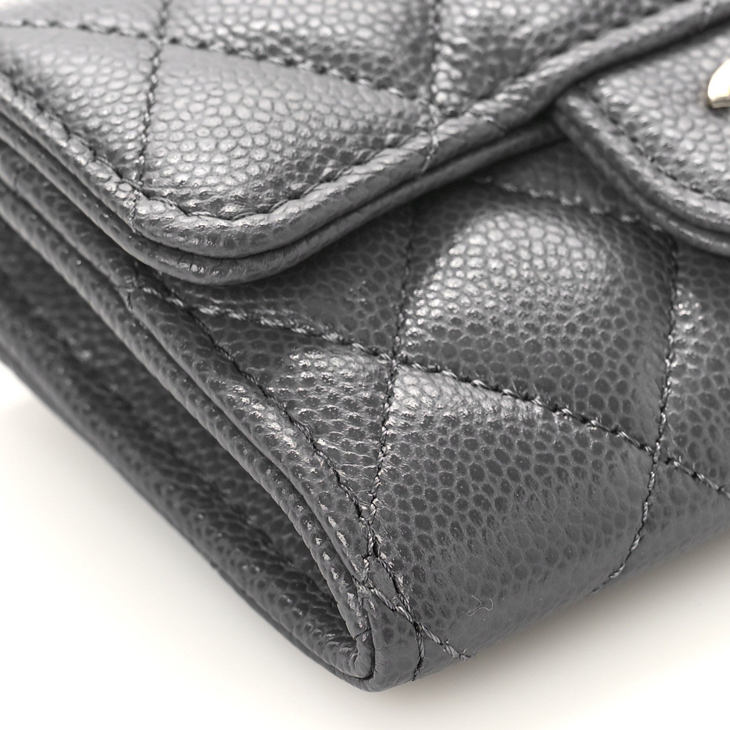 Chanel Caviar Quilted Flap Card Holder Wallet Dark Grey 8 of 10