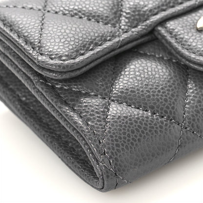 Chanel Caviar Quilted Flap Card Holder Wallet Dark Grey 8 of 10