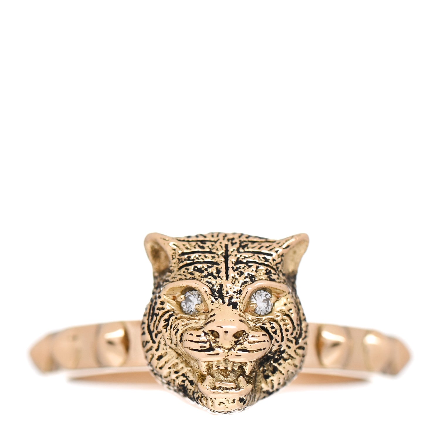 Gucci 18K Yellow Gold Diamond Le Marché Des Merveilles Feline Ring 52 6 1 of 5