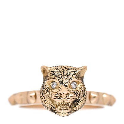 Gucci 18K Yellow Gold Diamond Le Marché Des Merveilles Feline Ring 52 6 1 of 5