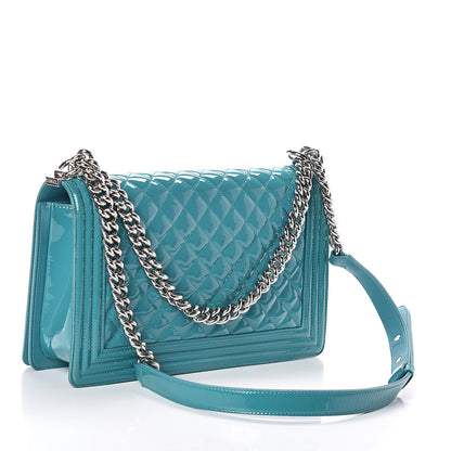 Chanel Patent Calfskin New Medium Plexiglass Boy Flap Green 2 of 9