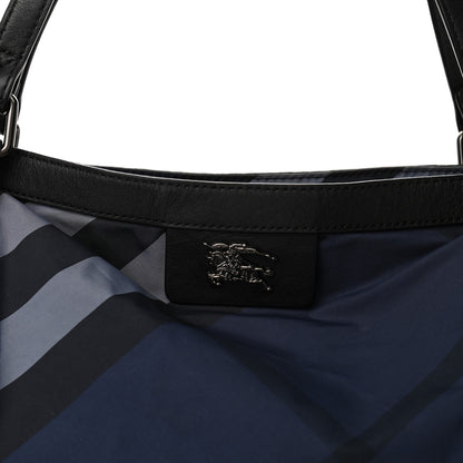 Burberry Nylon Check Small Buckleigh Packable Tote Navy Blue 6 of 9