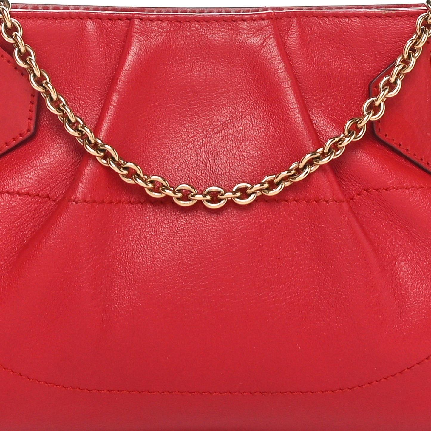 Calfskin Gancini Marsala Lineage Mini Chain Bag Red