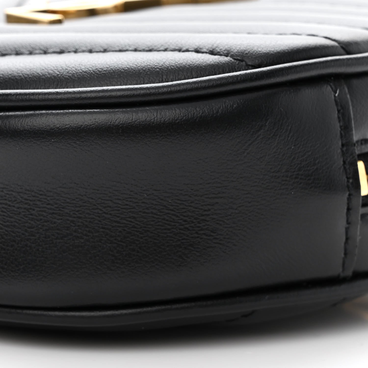 Saint Laurent Calfskin Matelasse Chevron Quilted Baby Round Vinyle Belt Bag Black 10 of 10