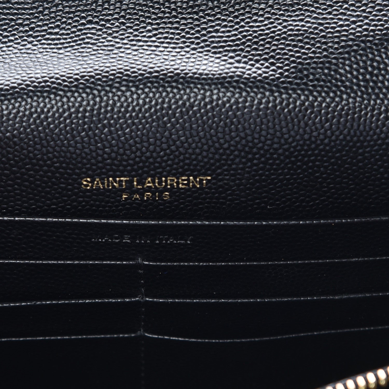 Saint Laurent Grain De Poudre Matelasse Chevron Monogram Envelope Chain Wallet Black 6 of 8