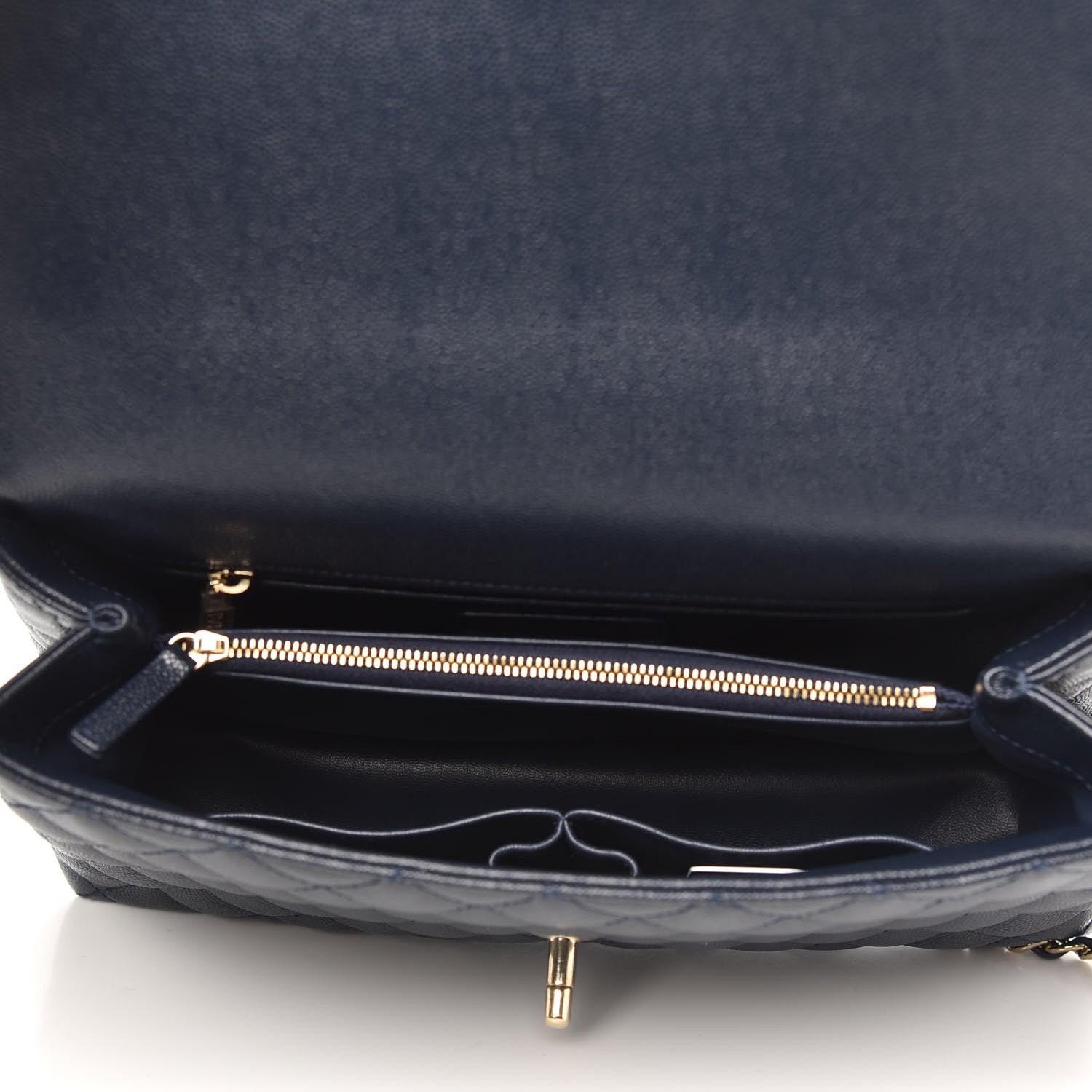 Chanel Caviar Lizard Embossed Quilted Small Coco Handle Flap Navy Blue 5 of 11