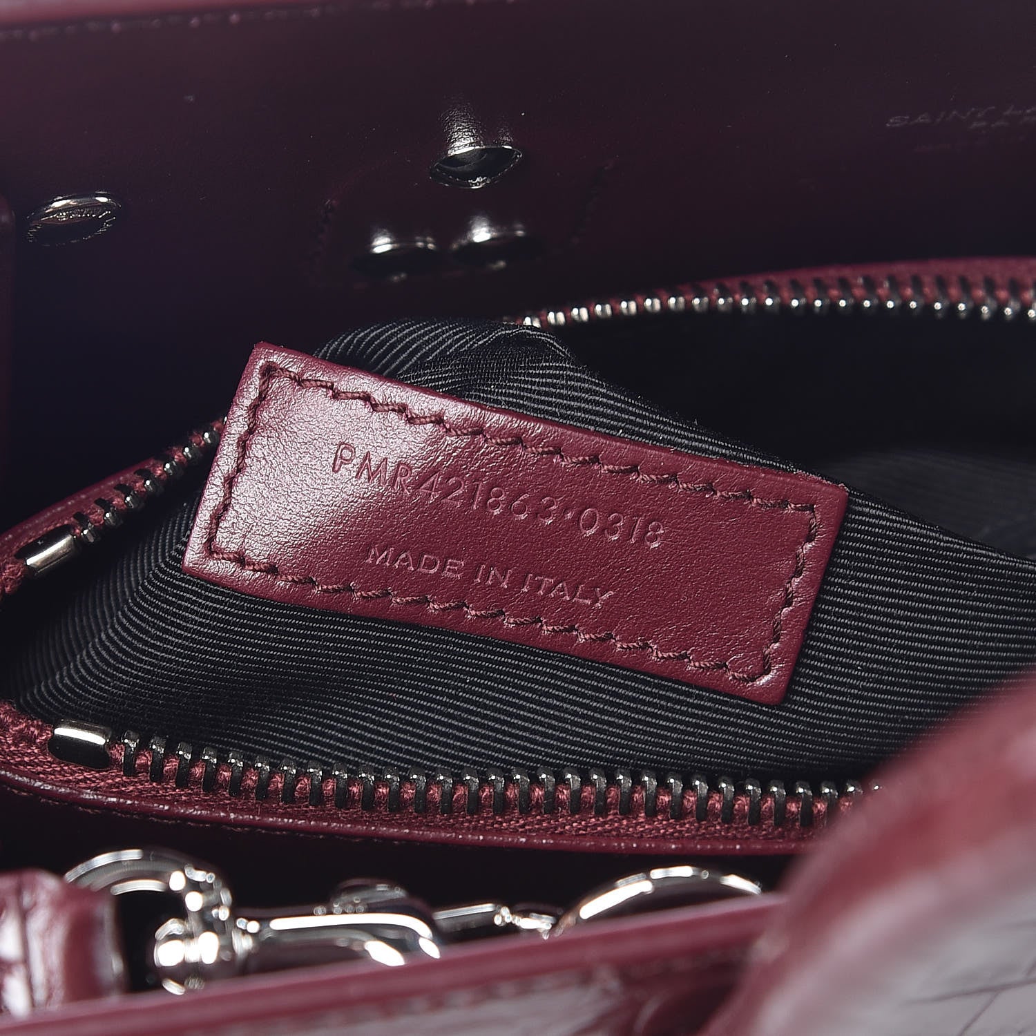 Saint Laurent Calfskin Crocodile Embossed Baby Sac De Jour Rouge 9 of 11
