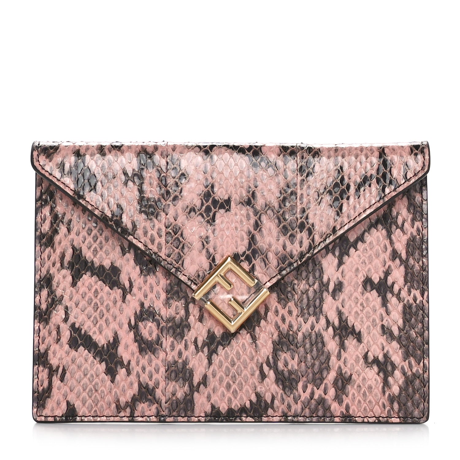 Fendi Snakeskin F is Fendi Medium Flat Envelope Pouch Rose Oro 1 of 9
