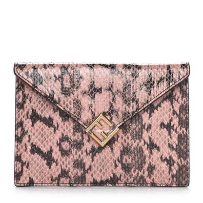 Fendi Snakeskin F is Fendi Medium Flat Envelope Pouch Rose Oro 1 of 9