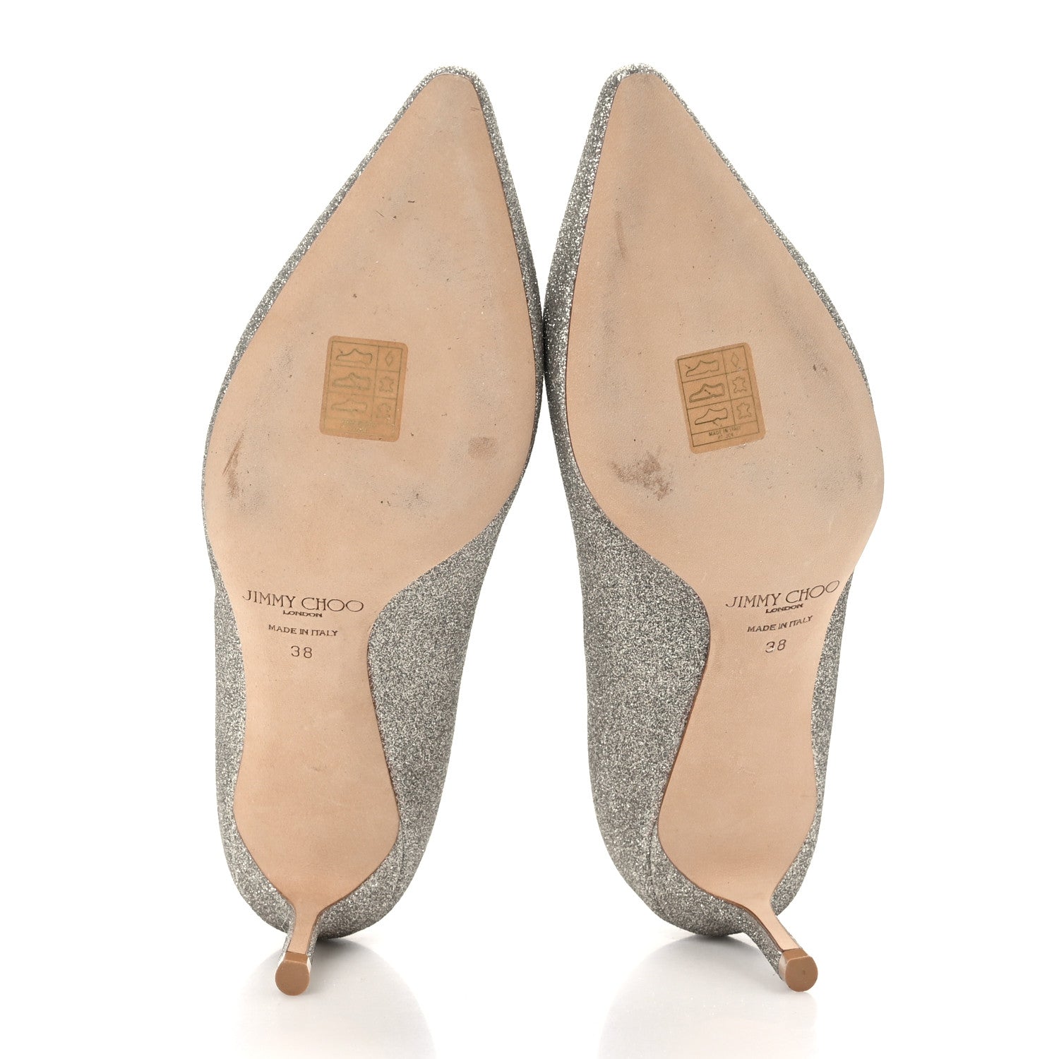 Jimmy Choo Coarse Glitter Pointy Toe 60 Pumps 38 Silver 5 of 7