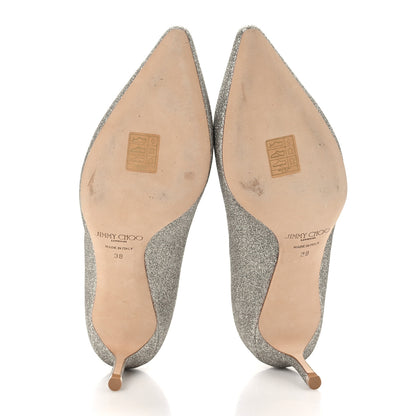 Jimmy Choo Coarse Glitter Pointy Toe 60 Pumps 38 Silver 5 of 7