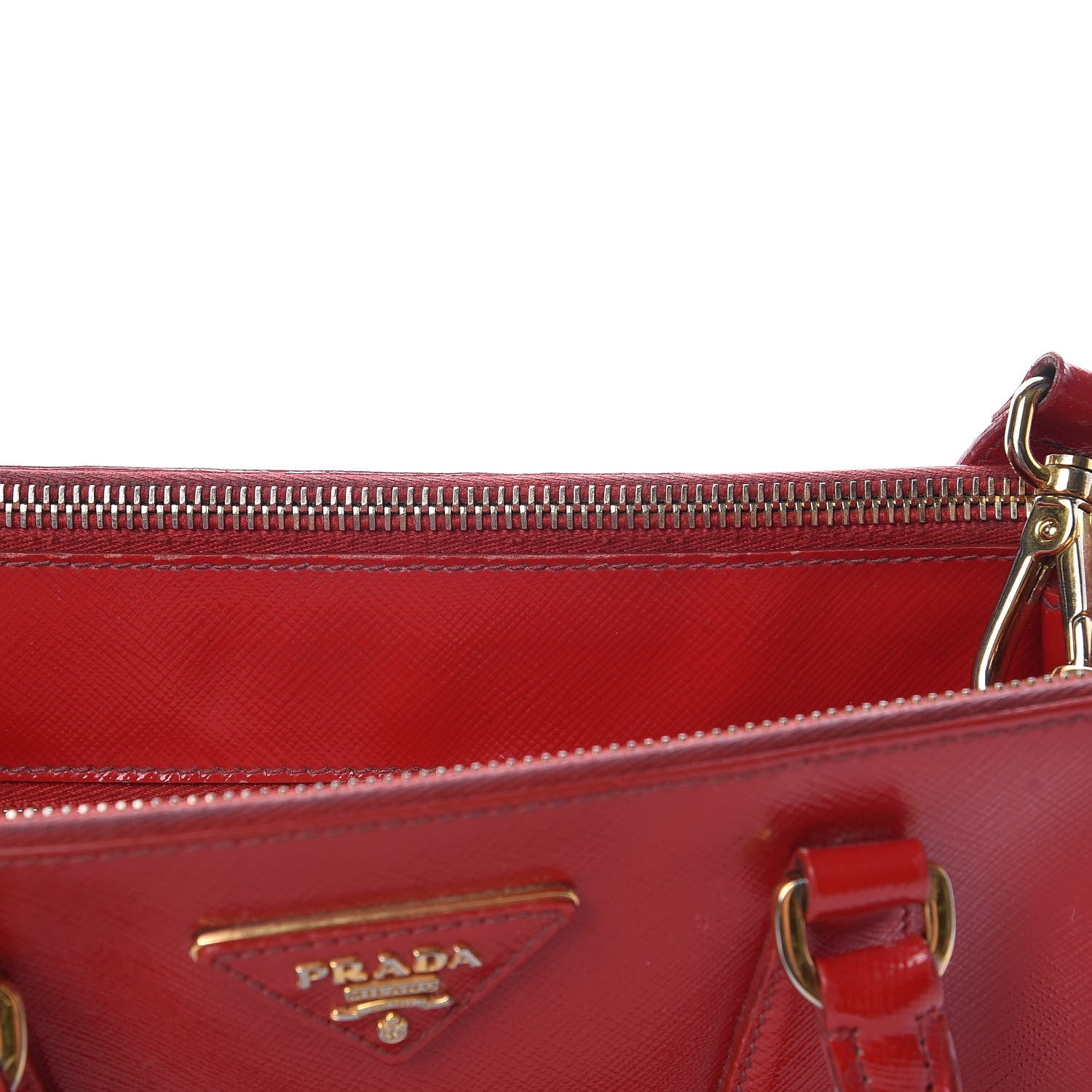 Prada Saffiano Vernice Small Galleria Double Zip Rosso 13 of 25