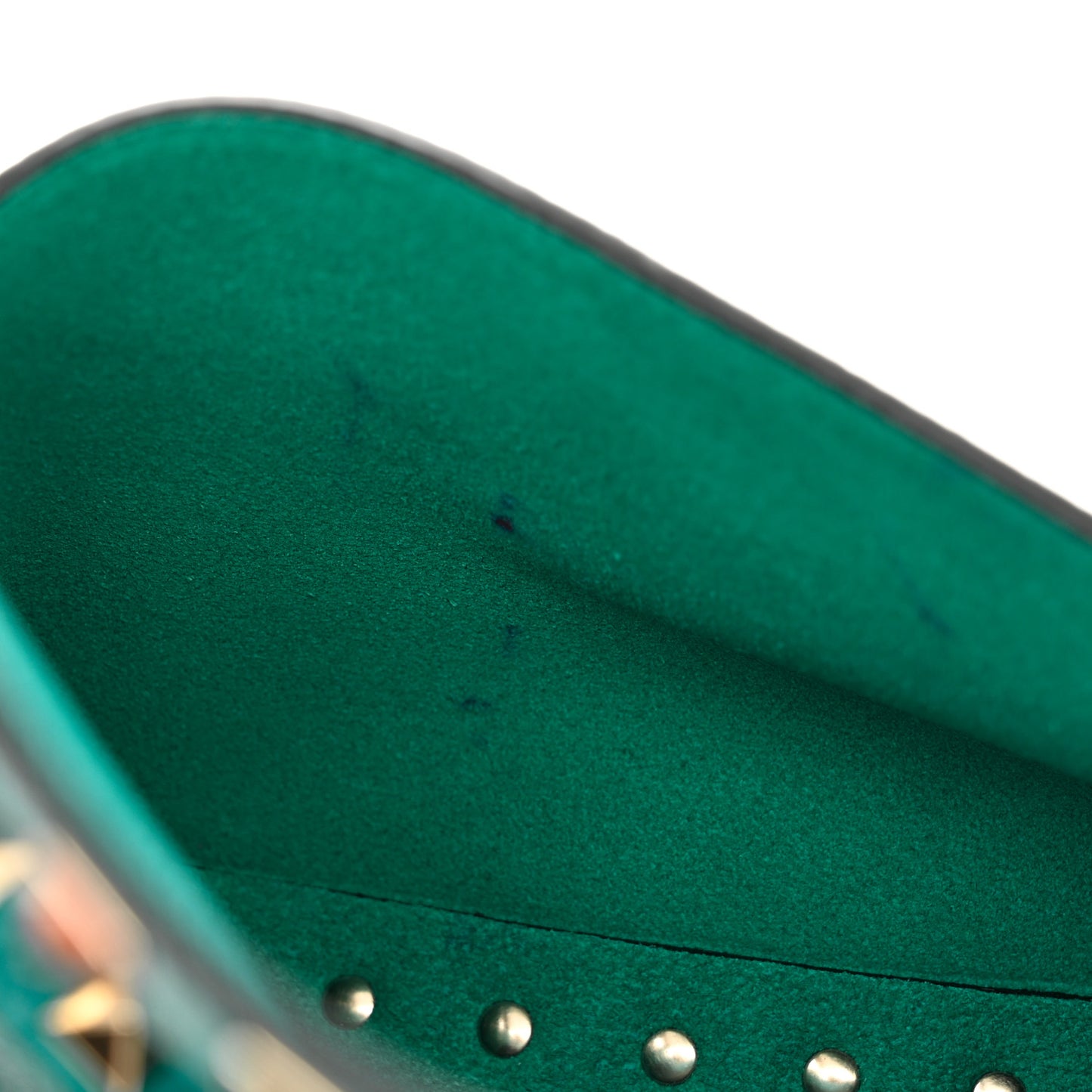 Grainy Calfskin Rockstud Crossbody Pouch Ultra Marine Green
